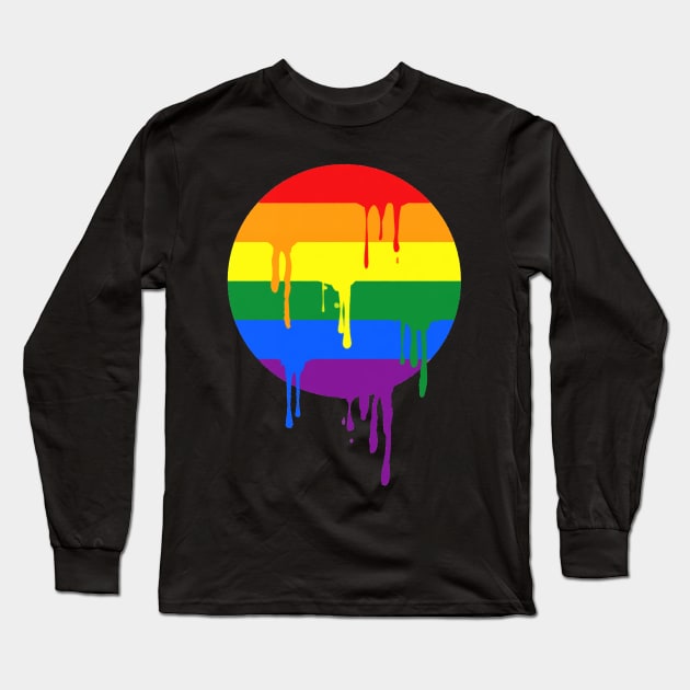 Rainbow Colored Stripes Dot Running Splashes Long Sleeve T-Shirt by EDDArt